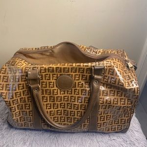 Fendi vintage bag canvas coated Zucchino Brown Beige